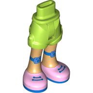 Visuel indicatif Rebrickable de Bassin mini-poupée et court avec des chaussures rose vif / bleu, genouillères bleues motif imprimé [charnière mince] (Minidoll Hips and Shorts with Bright Pink/Blue Shoes, Blue Knee Pads Print [Thin Hinge])