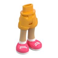 Visuel indicatif Rebrickable de Bassin mini-poupée et court avec des jambes de beige chaud, chaussures de corail, chaussettes blanches motif imprimé [mince charnière] (Minidoll Hips and Shorts with Warm Tan Legs, Coral Shoes, White Socks Print [Thin Hinge])
