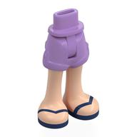 Bassin mini-poupée et court avec jambes nougat clair, sandales bleu foncé motif imprimé (Minidoll Hips and Shorts with Light Nougat Legs, Dark Blue Sandals Print)