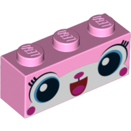Brique 1 x 3 avec Unikitty, bouche ouverte sourire motif imprimé (Brick 1 x 3 with Unikitty, Open Mouth Smile Print)