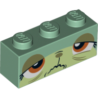 Brique 1 x 3 avec motif imprimé Unikitty, malade, nauséeux (Brick 1 x 3 with Unikitty, Sick, Queasy Print)