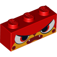 Brique 1 x 3 avec Unikitty colère, motif imprimé fou (Brick 1 x 3 with Unikitty Angry, Mad Print)
