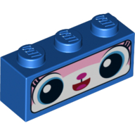 Brique 1 x 3 avec Unikitty, bord noir motif imprimé (astro kitty) (Brick 1 x 3 with Unikitty, Black Border Print (Astro Kitty))