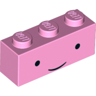Visuel indicatif Rebrickable de Brique 1 x 3 avec le visage souriant standard (princesse bubblegum) motif imprimé (Brick 1 x 3 with Standard Smiling Face (Princess Bubblegum) Print)