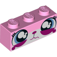 Brique 1 x 3 avec Unikitty, triste, les yeux larges arrosage motif imprimé (Brick 1 x 3 with Unikitty, Sad, Wide Eyes Watering Print)