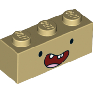 Visuel indicatif Rebrickable de Brique 1 x 3 avec un grand motif imprimé Visage souriant (Finn) (Brick 1 x 3 with Wide Smiling Face (Finn) Print)