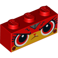 Brique 1 x 3 avec Unikitty colère, yeux rouges, éclairs motif imprimé (Brick 1 x 3 with Unikitty Angry, Red Eyes, Lightning Bolts Print)