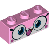 Brique 1 x 3 avec motif imprimé Unikitty, grand sourire (Brick 1 x 3 with Unikitty, Big Smile Print)