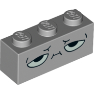 Brique 1 x 3 avec demi fermé yeux et la bouche motif imprimé (Rick) (Brick 1 x 3 with Half Closed Eyes and Mouth Print (Rick))