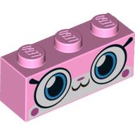 Brique 1 x 3 avec motif imprimé Unikitty, bouche fermée (Brick 1 x 3 with Unikitty, Closed Mouth Smile Print)