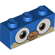 Brique 1 x 3 avec Puppycorn, bouche fermée, motif imprimé une dent (Brick 1 x 3 with Puppycorn, Closed Mouth, One Tooth Print)