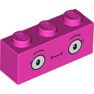 Brique 1 x 3 avec visage, bouche droite, motif imprimé cils (Brick 1 x 3 with Face, Straight Mouth, Eyelashes Print)