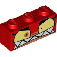 Brique 1 x 3 avec Unikitty colère, grande bouche, les dents pointues motif imprimé (Brick 1 x 3 with Unikitty Angry, Big Mouth, Sharp Teeth Print)