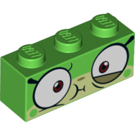 Brique 1 x 3 avec Unikitty, malade, motif imprimé vert (Brick 1 x 3 with Unikitty, Sick, Green Print)