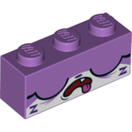 Brique 1 x 3 avec Unikitty, Dormir, fermé Yeux imprimés (Brick 1 x 3 with Unikitty, Sleeping, Closed Eyes Print)