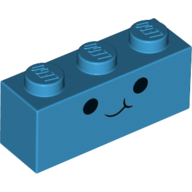 Brique 1 x 3 avec visage, sourire, motif imprimé yeux noirs (Brick 1 x 3 with Face, Smile, Black Eyes Print)