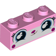 Brique 1 x 3 avec Unikitty, grands yeux larmoyants bleus, joues gonflées motif imprimé (Brick 1 x 3 with Unikitty, Big Blue Watery Eyes, Puffed Cheeks Print)