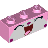 Brique 1 x 3 avec Unikitty, rire, fermer les yeux, motif imprimé langue (Brick 1 x 3 with Unikitty, Laughing, Close Eyes, Tongue Print)