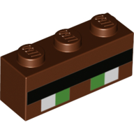 Visuel indicatif Rebrickable de Brique 1 x 3 avec ligne noire et carrés blancs et verts (yeux) motif imprimé (Brick 1 x 3 with Black Line and White and Green Squares (Eyes) Print)