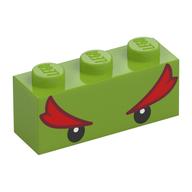 Brique 1 x 3 avec yeux noirs et sourcils rouges touffus (Bowser jr) motif imprimé (Brick 1 x 3 with Black Eyes and Bushy Red Eyebrows (Bowser Jr) Print)
