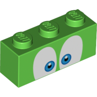 Brique 1 x 3 avec Yeux avec motif imprimé Iris Bleu (Brick 1 x 3 with Eyes with Blue Iris' Print)