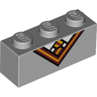 Visuel indicatif Rebrickable de Brique 1 x 3 avec cravate, chemise en Gryffondor Couleurs motif imprimé (Brick 1 x 3 with Tie, Shirt in Gryffindor Colors Print)