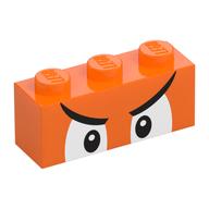 Brique 1 x 3 avec des yeux blancs, des sourcils en colère motif imprimé (Brick 1 x 3 with White Eyes, Angry Eyebrows Print)