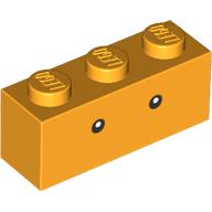 Brique 1 x 3 avec petits yeux noirs motif imprimé (Brick 1 x 3 with Small Black Eyes Print)