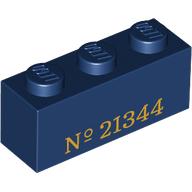 Visuel indicatif Rebrickable de Brique 1 x 3 avec motif imprimé or 'No (№) 21344' (Brick 1 x 3 with Gold 'No (№) 21344' Print)