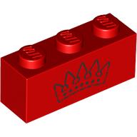 Visuel indicatif Rebrickable de Brique 1 x 3 avec motif imprimé couronne noire (Brick 1 x 3 with Black Crown Print)