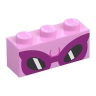 Brique 1 x 3 avec motif imprimé Lunettes de soleil rose foncé (Brick 1 x 3 with Dark Pink Sunglasses Print)