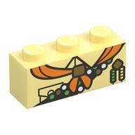 Visuel indicatif Rebrickable de Brique 1 x 3 avec mouchoir orange, ceinture badge mérite motif imprimé (Brick 1 x 3 with Orange Handkerchief, Merit Badge Sash Print)