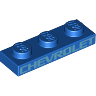 Visuel indicatif Rebrickable de Plaque 1 x 3 avec motif imprimé 'Chevrolet' blanc (Plate 1 x 3 with White 'Chevrolet' Print)