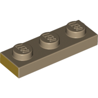 Visuel indicatif Rebrickable de Plaque 1 x 3 avec champ jaune sur 1-long côté motif imprimé (Plate 1 x 3 with Yellow Field on 1-long Side Print)