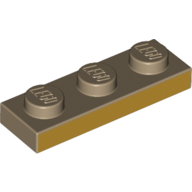 Visuel indicatif Rebrickable de Plaque 1 x 3 avec champ jaune sur 3-long côté motif imprimé (Plate 1 x 3 with Yellow Field on 3-long Side Print)