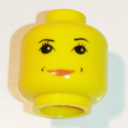 Tête de minifigurine Hermione Granger, Cils, Lèvres de pêche, Sourire imprimé [Bloqué ouvert tenon] (Minifig Head Hermione Granger, Eyelashes, Peach Lips, Smile Print [Blocked Open Stud])