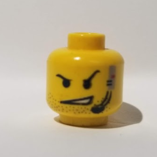 Tableau de bord tête minifigurine, bouche ouverte et sourcil levé et casque motif imprimé (Minifig Head Dash, Open Mouth and Raised Eyebrow and Headset Print)