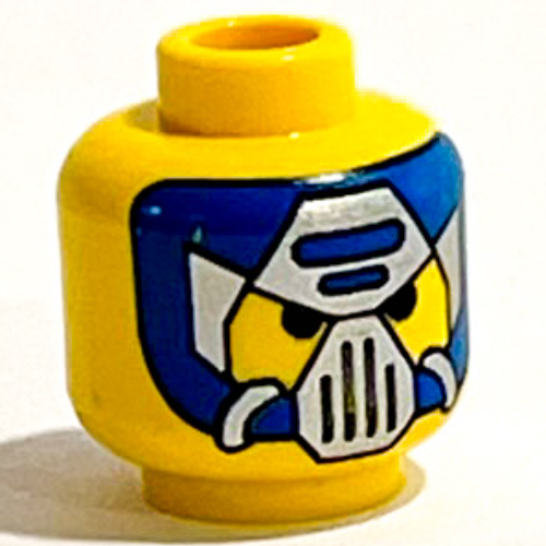 Tête de minifigurine Hydronaute, masque bleu et argent Type 3 imprimé [Bloqué ouvert tenon] (Minifig Head Hydronaut, Blue and Silver Mask Type 3 Print [Blocked Open Stud])