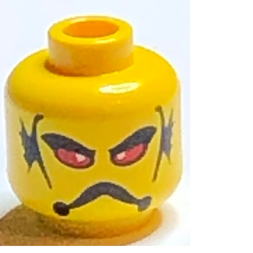 Tête de minifigurine raie, yeux rouges, froncement de sourcils et branchies motif imprimé [tenon creux bouché] (Minifig Head Stingray, Red Eyes, Frown and Gills Print [Blocked Open Stud])