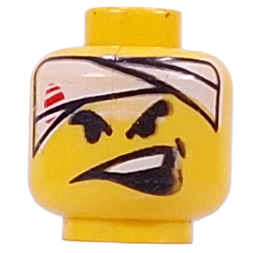 Tête de minifigurine, bandage blanc avec du sang, côté ouvert bouche motif imprimé [tenon creux bouché] (Minifig Head, White Bandage with Blood, Side Open Mouth Print [Blocked Open Stud])