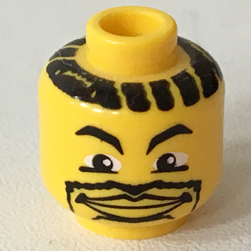 Tête de minifigurine Joueur de basket-bille, lèvres, bouc, bande de cheveux (Minifig Head Basketball Player, Lips, Goatee, Hair Stripes Print)