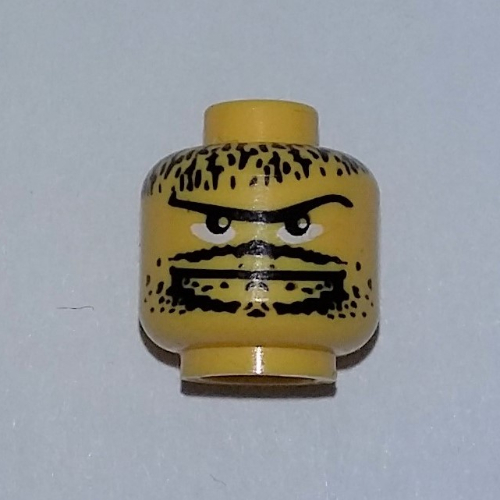 Tête de minifigurine de basket-bille joueur / skateboarder, moustache mince, bouc, long sourcil, motif imprimé barbe naissante (Minifig Head Basketball Player / Skateboarder, Moustache Thin, Goatee, Long Eyebrow, Stubble Print)