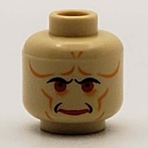 Tête de minifigurine Bib Fortuna, lignes rouges, motif : yeux rouges et lèvres [tenon creux bouché] (Minifig Head Bib Fortuna, Red Lines, Red Eyes and Lips Print [Blocked Open Stud])