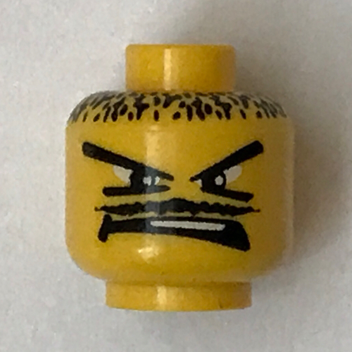 Tête de minifigurine Joueur de basket-bille, Moustache mince, V sourcils motif imprimé [Bloqué ouvert tenon] (Minifig Head Basketball Player, Moustache Thin, V Brow Eyes Print [Blocked Open Stud])