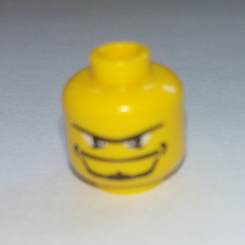 Tête de minifigurine, barbe avec motif imprimé goadee, monosourcil et yeux blancs (Minifig Head, Beard with Goatee, Unibrow and Eye Whites Print)