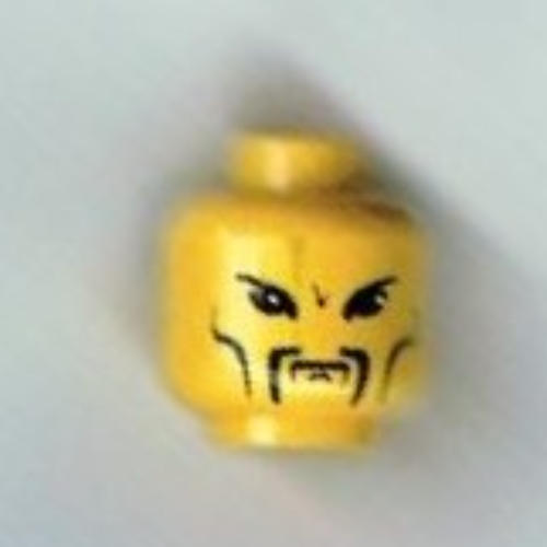 Tête de minifigurine empereur chang wu, moustache fu manchu, pommettes, queue de cheval sur le dos motif imprimé (Minifig Head Emperor Chang Wu, Moustache Fu Manchu, Cheek Bones, Ponytail Hair on Back Print)