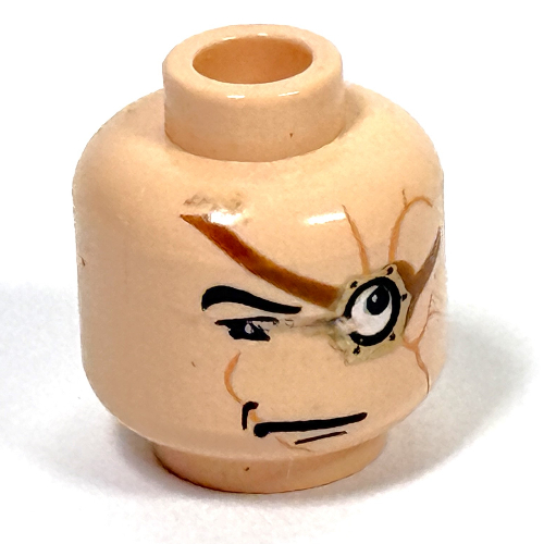 Tête de minifigurine alastor mad-œil moody, monocle (œil magique), cicatrices motif imprimé (Minifig Head Alastor Mad-Eye Moody, Monocle (Magic Eye), Scars Print)