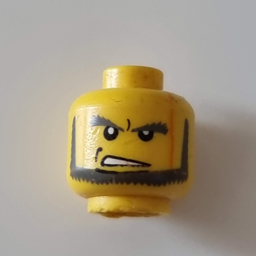 Tête de minifigurine, Barbe aux sourcils en colère et motif imprimé bouche ouverte (Minifig Head, Beard with Angry Eyebrows and Open Mouth Print)