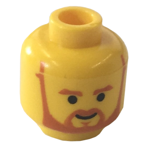 Tête de minifigurine Obi-Wan Kenobi, barbe avec bordure brune barbe (fourchue sous la bouche) et des sourcils motif imprimé [tenon creux bouché] (Minifig Head Obi-Wan Kenobi, Beard with Brown Trim Beard (forked below mouth) and Eyebrows Print [Blocked Open Stud])