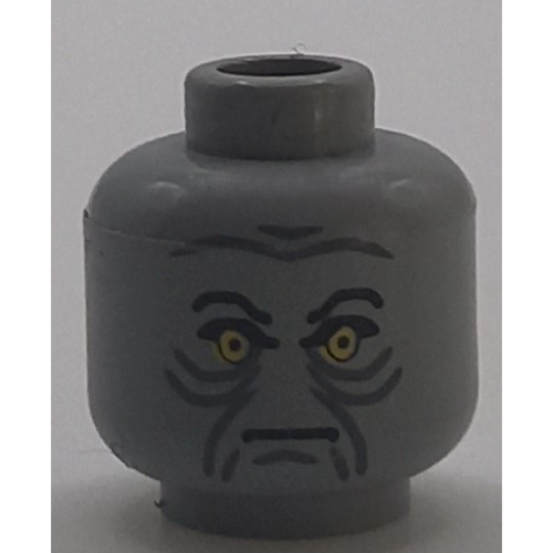 Tête de minifigurine Palpatine (Empereur), sourcils en colère, yeux jaunes et motif imprimé Rides gris (Minifig Head Palpatine (Emperor), Angry Eyebrows, Yellow Eyes and Gray Wrinkles Print)